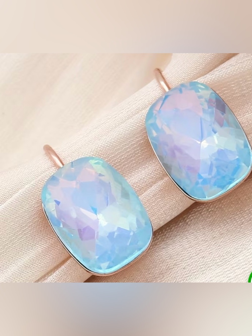Opal Blue Cushion Drop Earrings - Unbranded